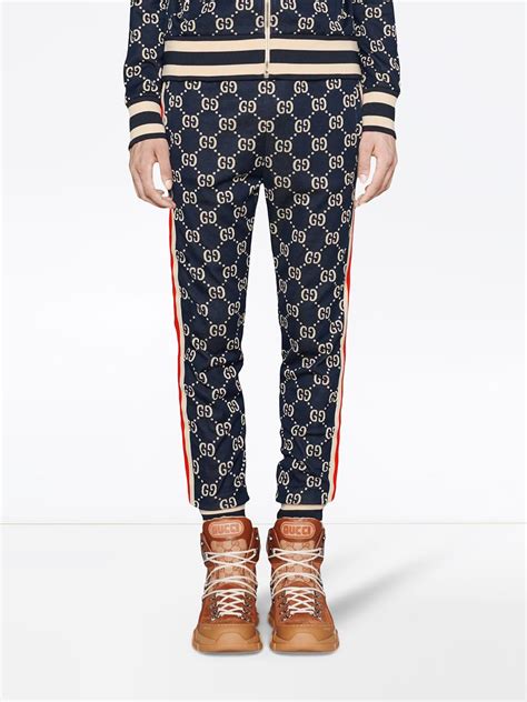 gucci pants red stripe|gg satin jacquard pants.